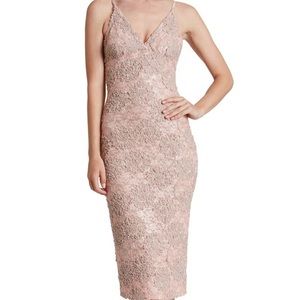 Blush pink lace cocktail dress